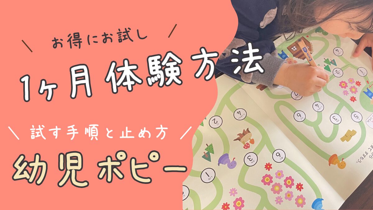 幼児ポピー「1か月だけ」入会のやり方｜安いのに厳選教材。試す手順と止め方（〜3/31）