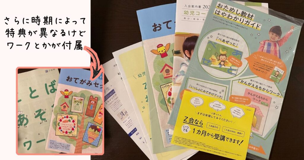 Ｚ会年少のお試し教材で届いたもの一覧