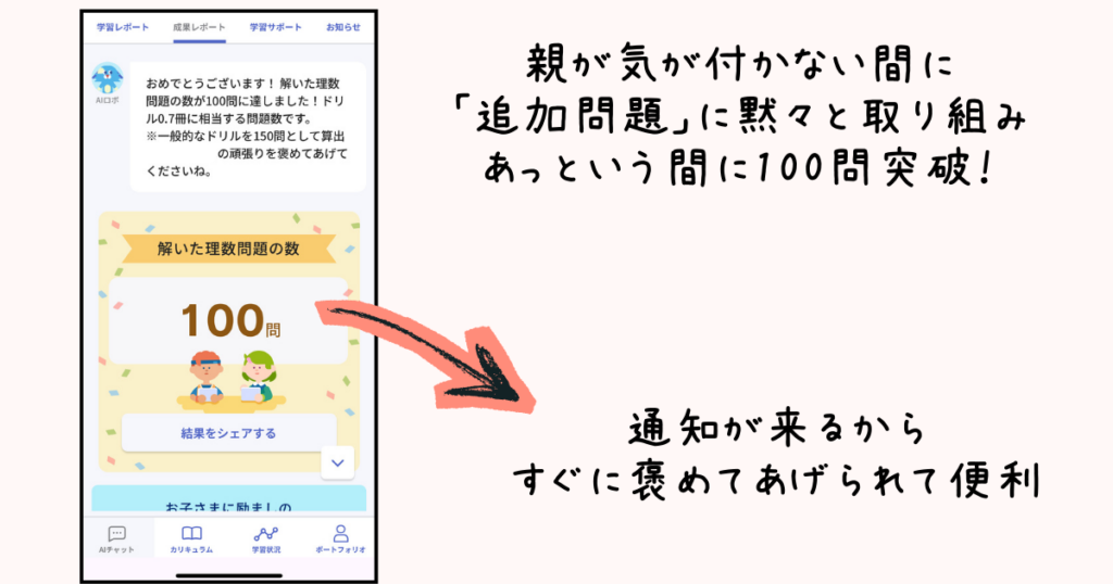 ロジックラボ100問突破通知。